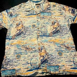 Fins Nautical print button down